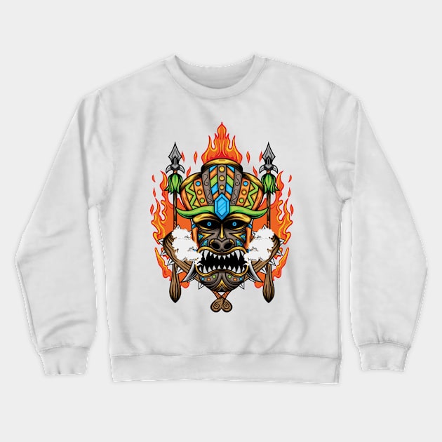 Tiki Mask Illustration 04 Crewneck Sweatshirt by Harrisaputra